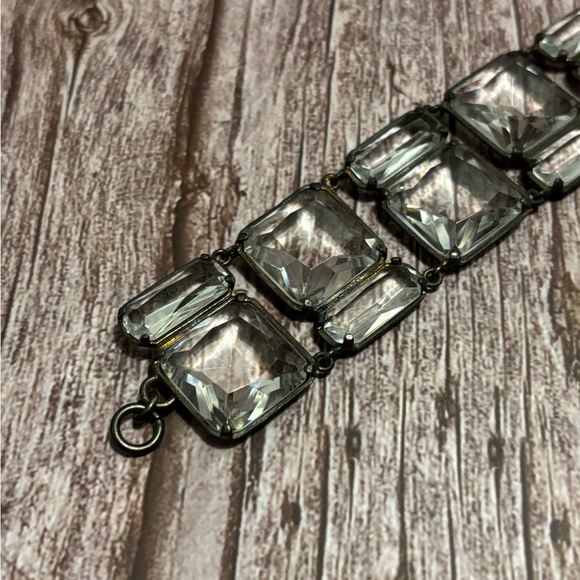 J.Crew Bronze Tone Clear Crystal Bracelet 7-3/4” - Picture 5 of 11